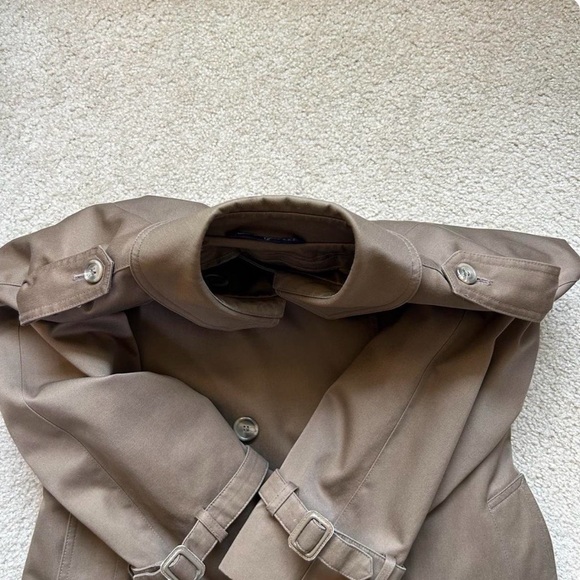 Vintage Khaki Trench Coat Sz 12 Double-Breasted Utility Removable Liner - Picture 8 of 8